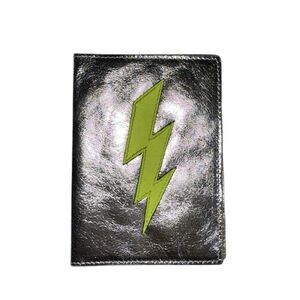 Leather Passport Holder Handmade USA Cover Travel Document Case Metallic Silver